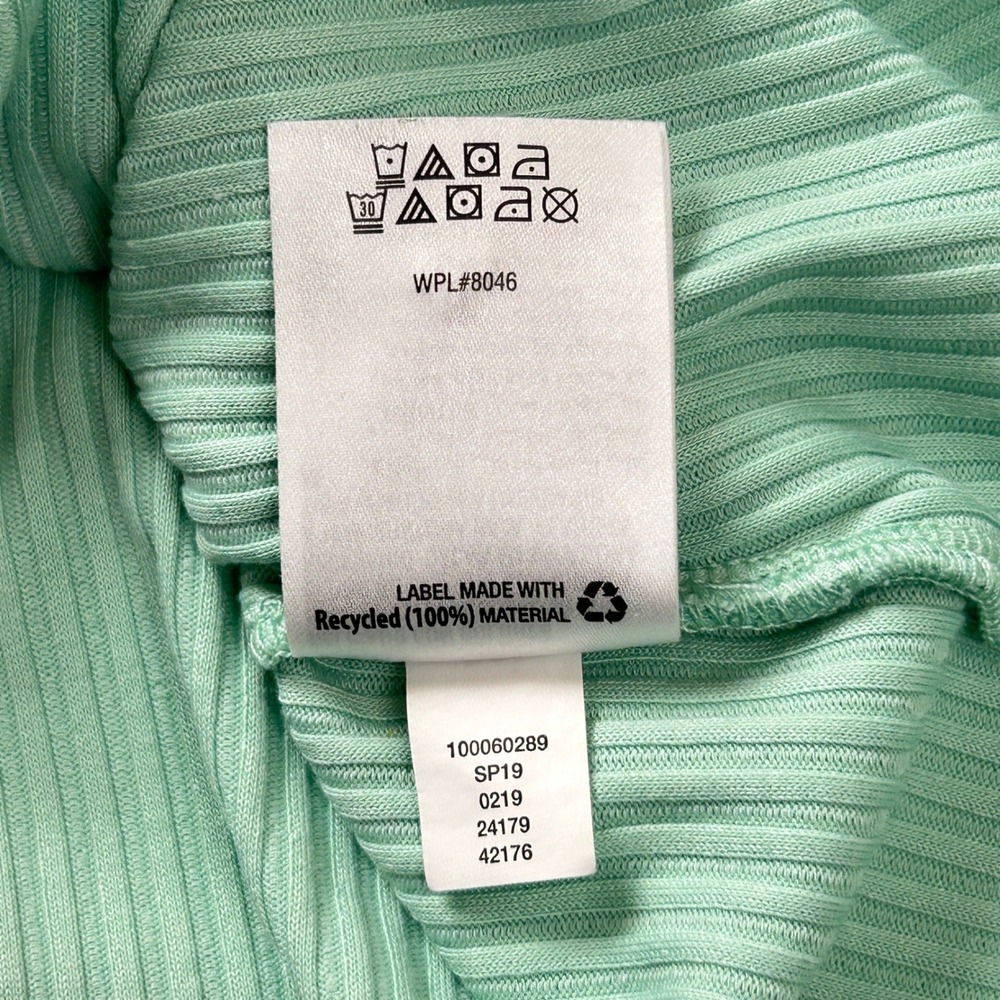 Bar III Green Ribbed Front Belt Scoop Neck Short Sleeve Top Size M - Picture 6 of 11